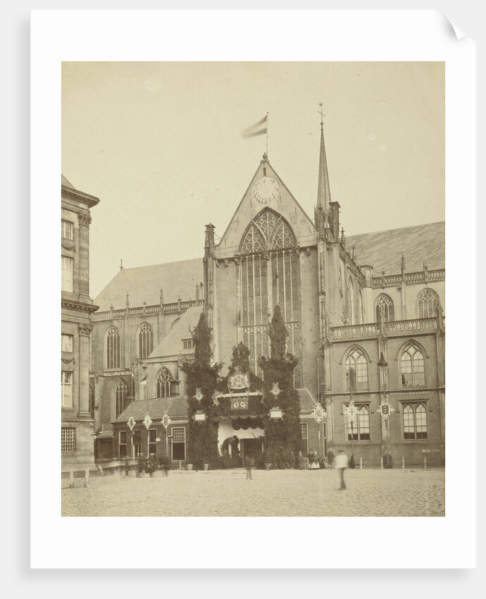 Decoration on the outside of the New Church in the reception of William and Emma in Amsterdam by Albert Greiner