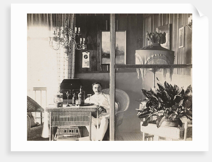 Portrait of a man in white uniform in a living room by Anonymous