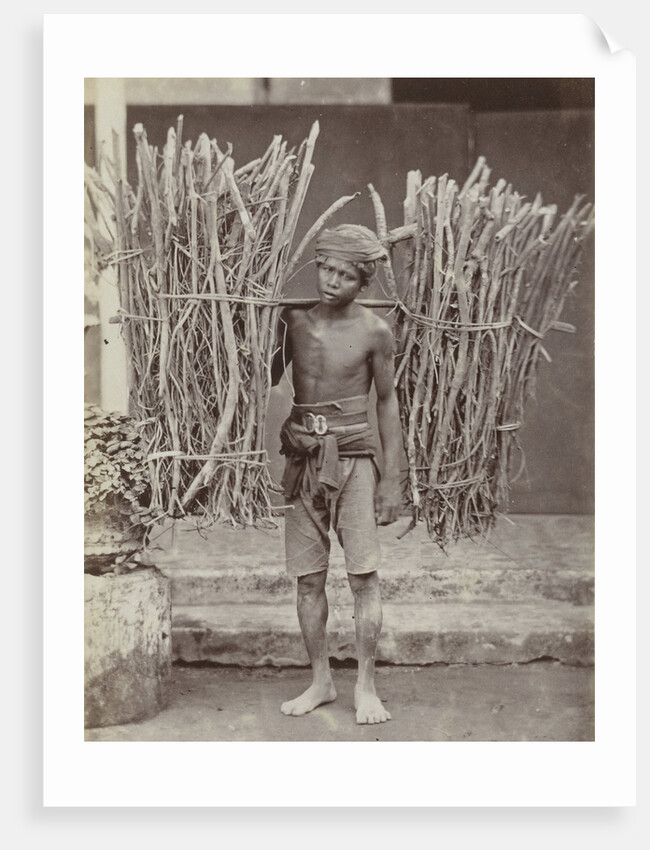 Portrait of a Java, Indonesianese man with collected wood, Indonesia by Anonymous