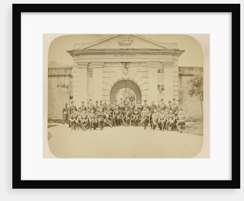 Group portrait of officers of the KNIL for the port of fort Nieuw Victoria in Ambon Indonesia by Anonymous
