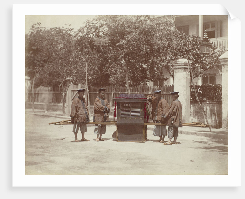 China, four carriers with carriage in the street by Baron Raimund von Stillfried und Ratenitz