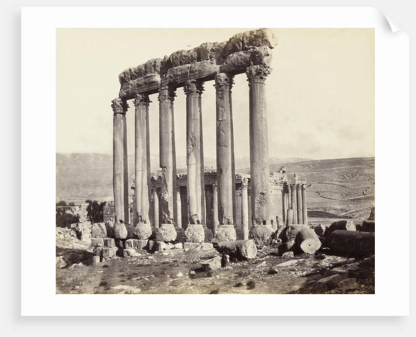 Pillars of the Temple of Jupiter and Bacchus temple in the background to Baalbek by Francis Bedford
