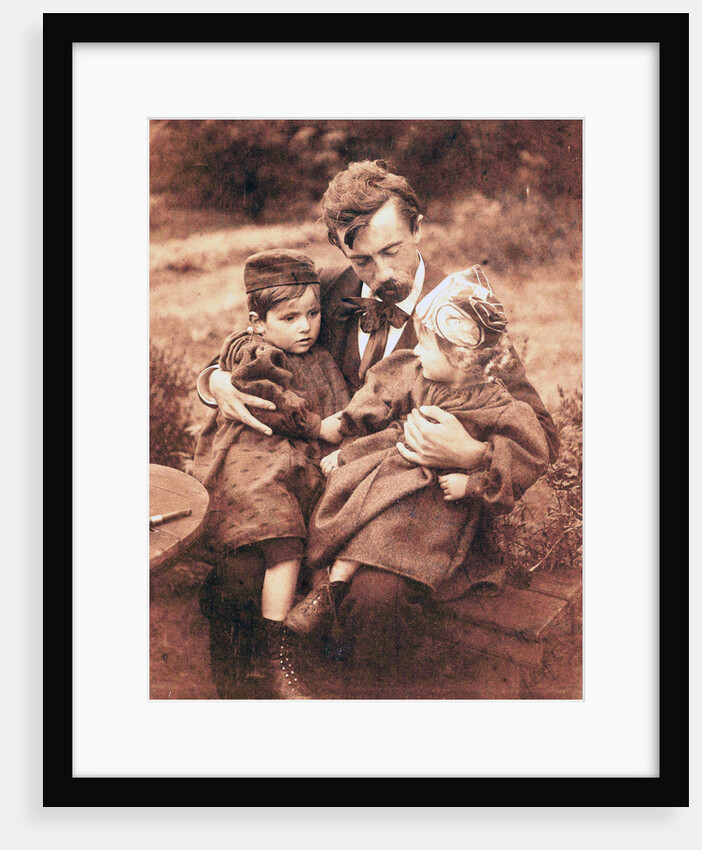 The painter Eduard Karsen with Eric and Pam, photographer's children by Willem Witsen