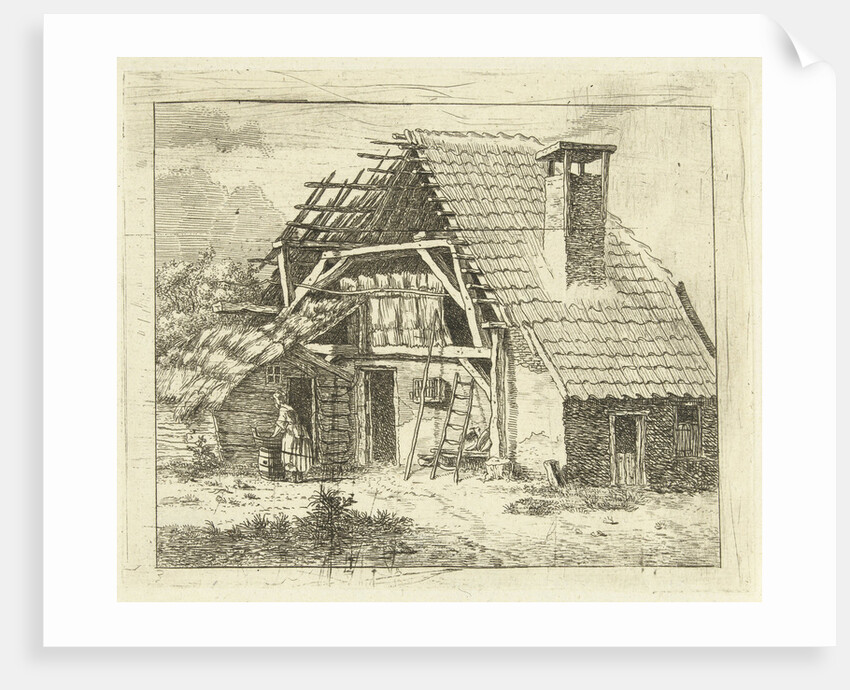 Woman doing the laundry for a farm by Anthonie van den Bos