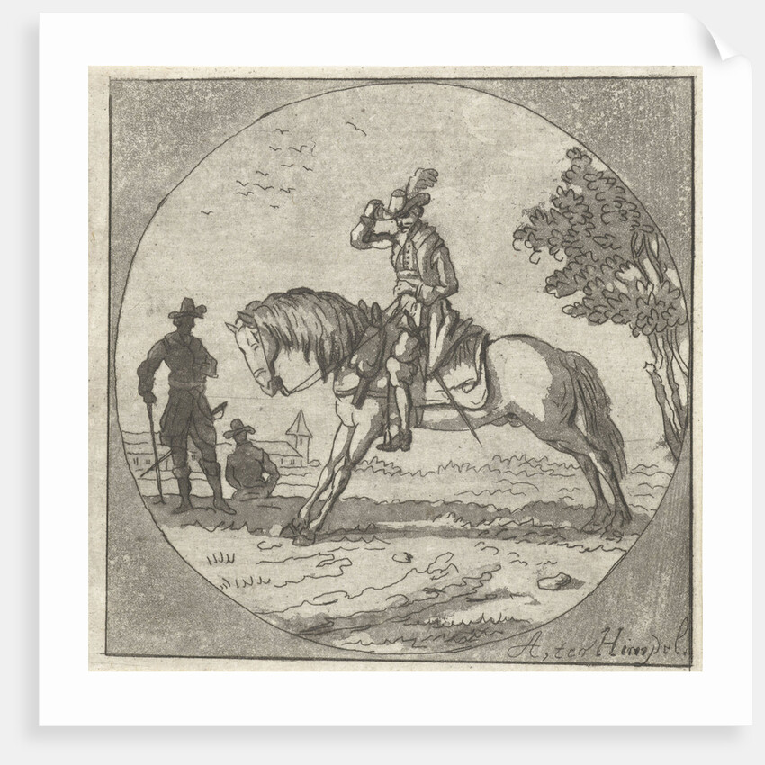 Horseman in medallion by Anthonie van den Bos