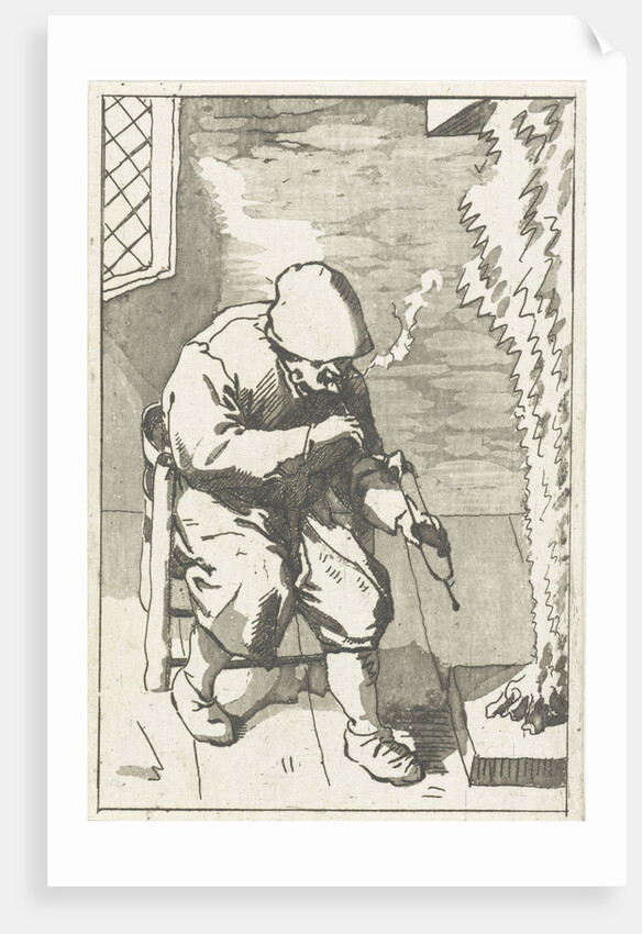 Man holds his pipe, Anthonie van den Bos by Adriaen van Ostade