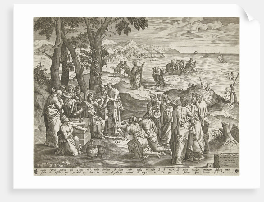 Miraculous fishing and miraculous feeding by Hieronymus Cock