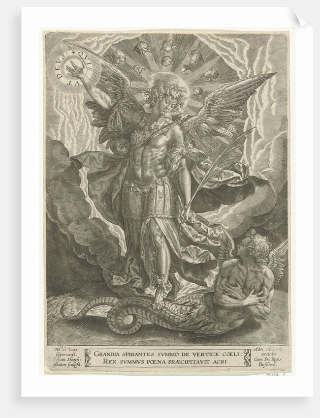 Archangel Michael trampled Satan, Samuel van Hoogstraten, A. Huberti by Anonymous