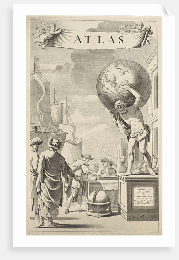 Merchants at a statue of Atlas by Reinier & Josua Ottens