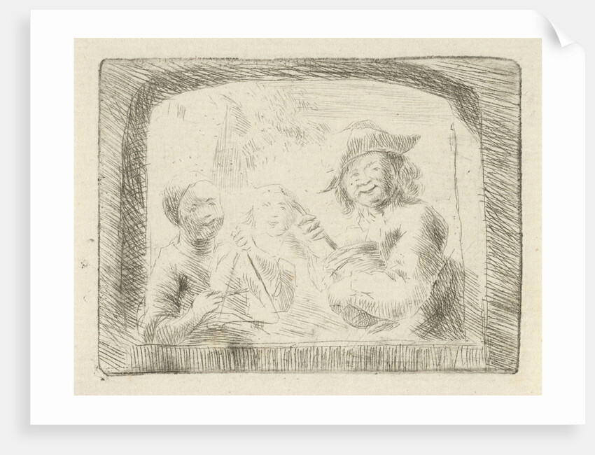 Rumbler player and two children in a niche by Simon Klapmuts