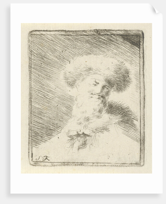 Portrait of an unknown man with fur hat by Simon Klapmuts
