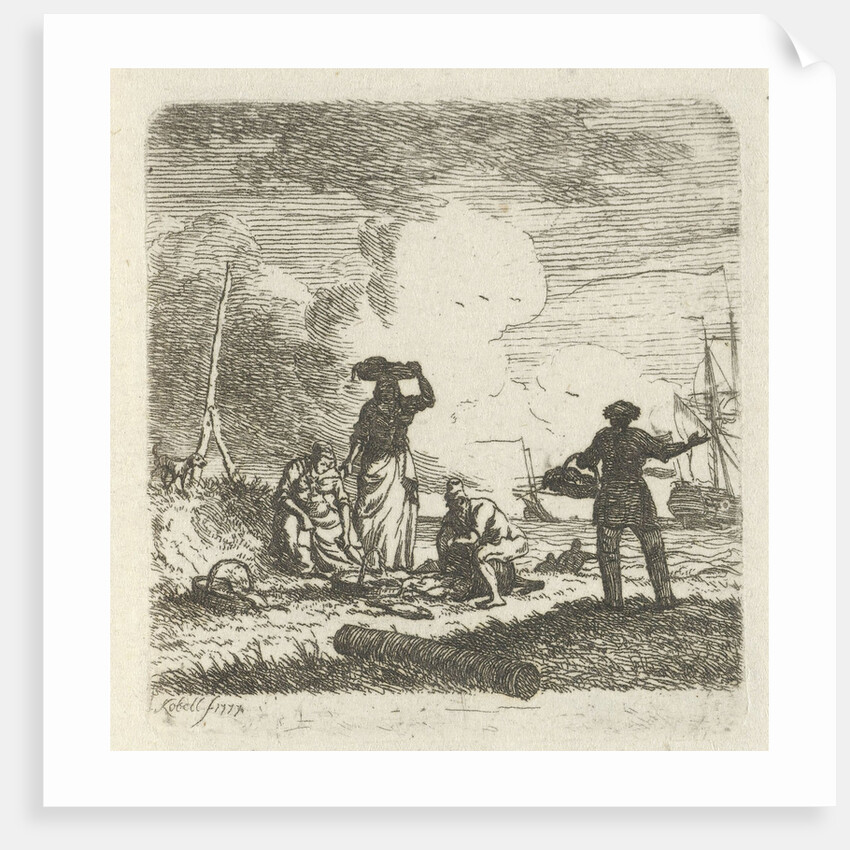 Fishermen at the beach by Hendrik Kobell