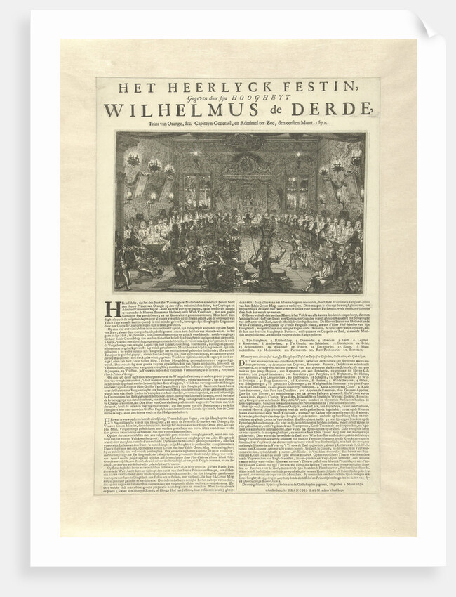Feast given by William III on March 1, 1672 in honor of his appointment as captain-general by Francoys Palm