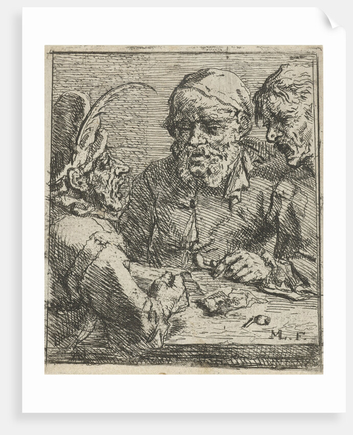 Three men in conversation by Marcellus Laroon I