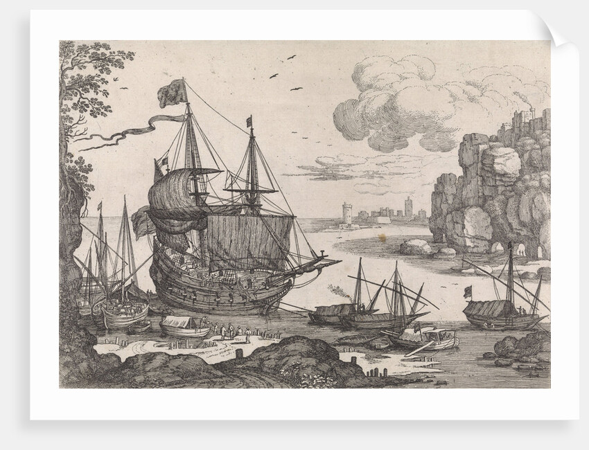Ships in a harbor by Antoine Bonenfant