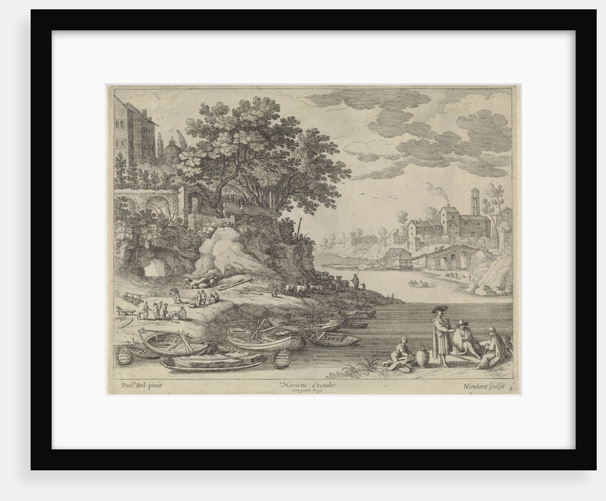 port with rowboats, figures and cattle by Lodewijk XIII