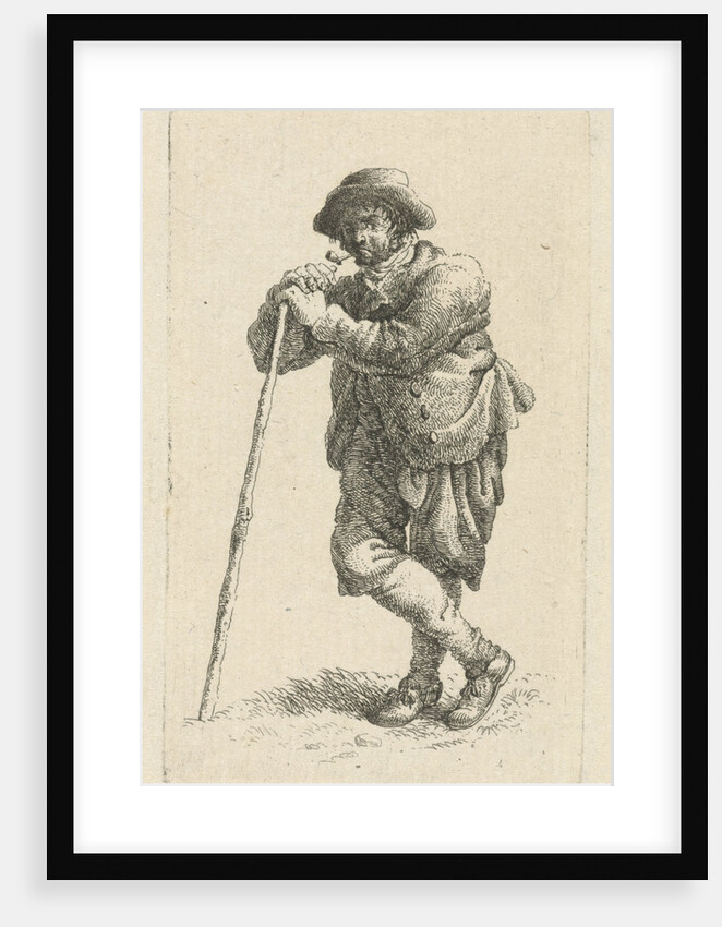 Smoking man leaning on a walking stick by François Joseph Pfeiffer II