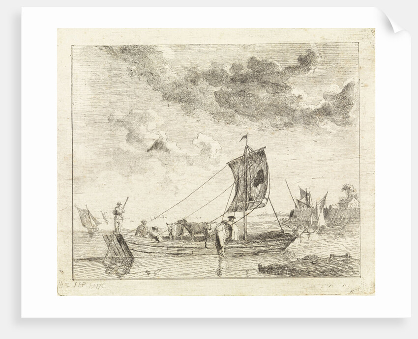 Flat barge with cattle by John Hubert Prince