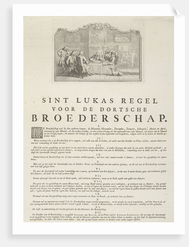 Rules of the Brotherhood of St Luke from Dordrecht, 1736, The Netherlands by Joannes van Braam