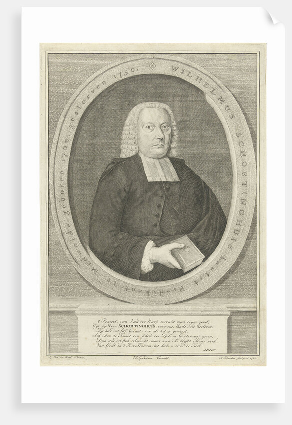 Portrait of the pastor Wilhelmus Schortinghuis, A. Durleu, Jurjen Spandaw by J. Bolt