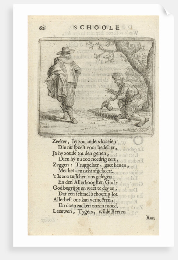 Kneeling for a rich man dressed figure by Arnold Houbraken