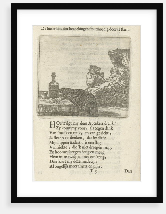 Figure on bedside table and with medicine bottle by Arnold Houbraken