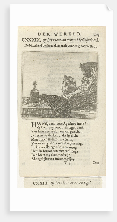 Figure on bedside table and with medicine bottle by Arnold Houbraken