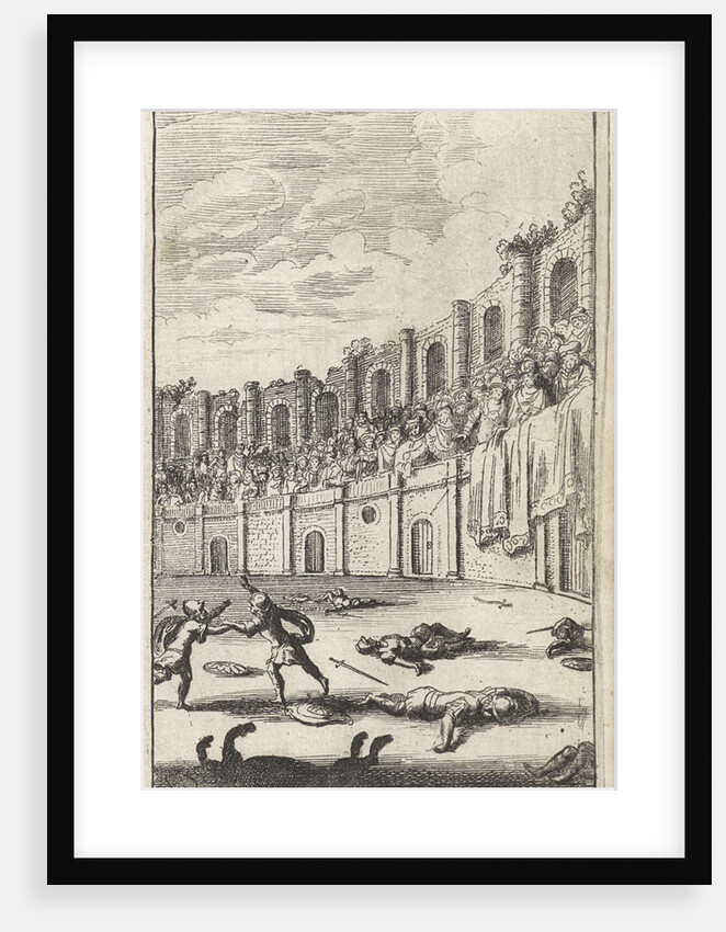 Fighting gladiators in an arena by Gerrit van Goedesberg
