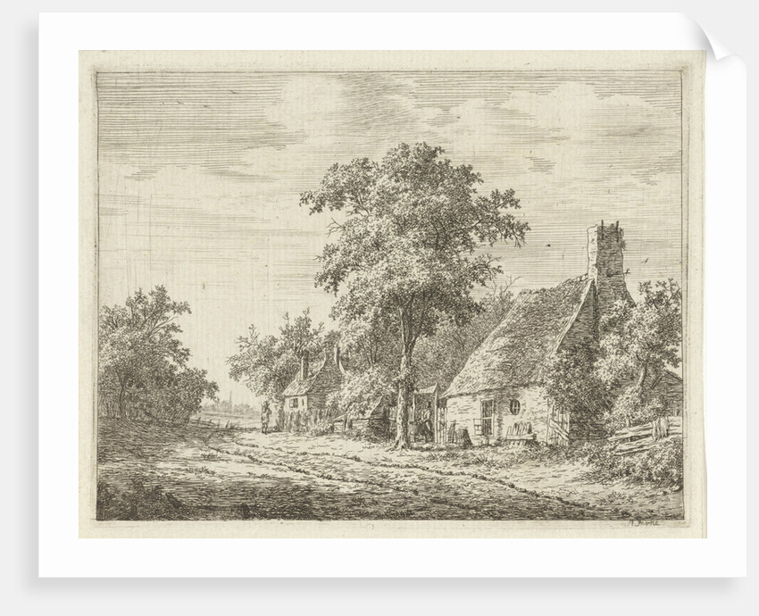Two houses along a road by Adrianus Serné