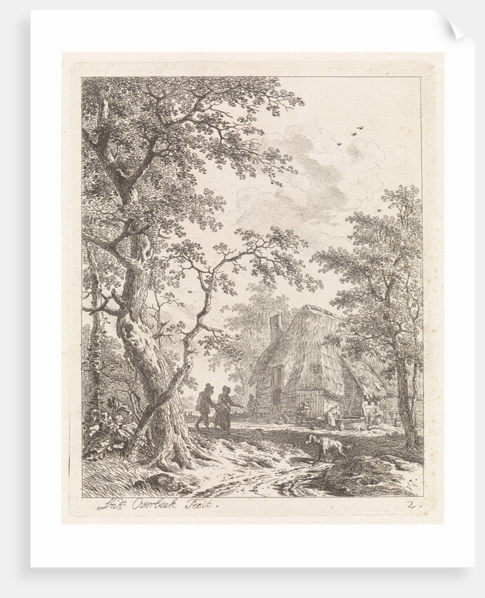 Two hikers on a farm by Leendert Overbeek