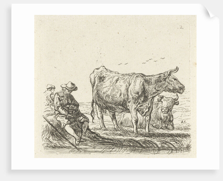 Two cows with two shepherds by Ernst Willem Jan Bagelaar