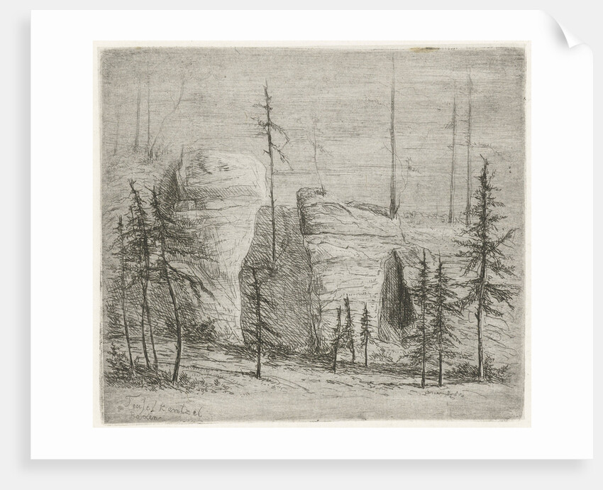 Rocky Landscape with conifers, called Teufelkanzel by Willem Matthias Jan van Dielen