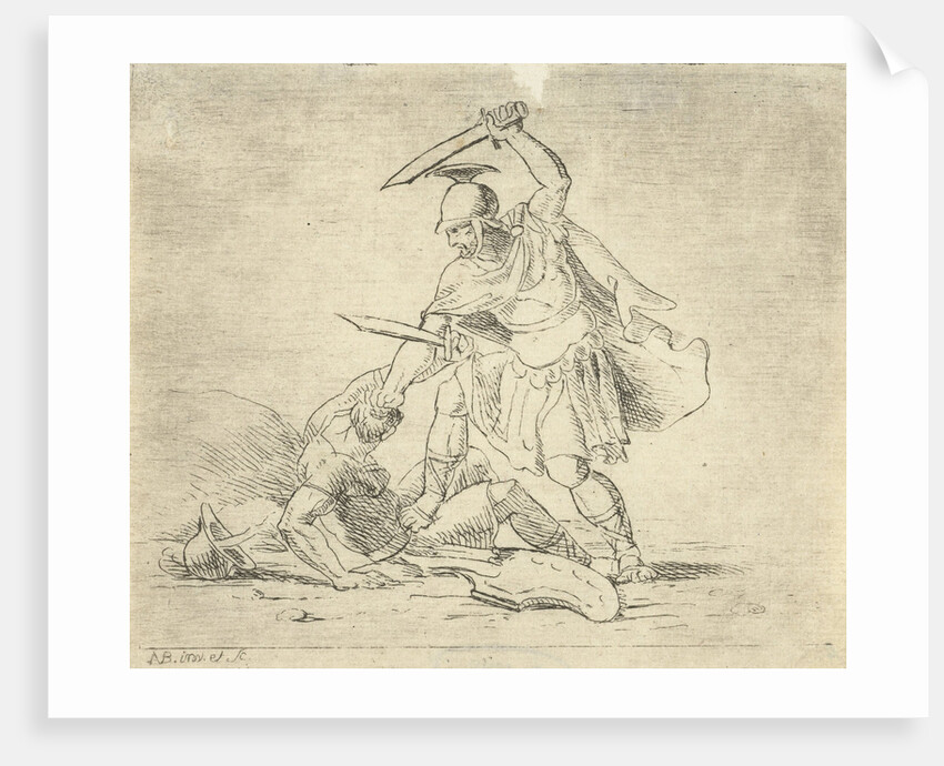 Two Roman soldiers fighting each other, Antonis Aloisius by Emanuel van Bedaff