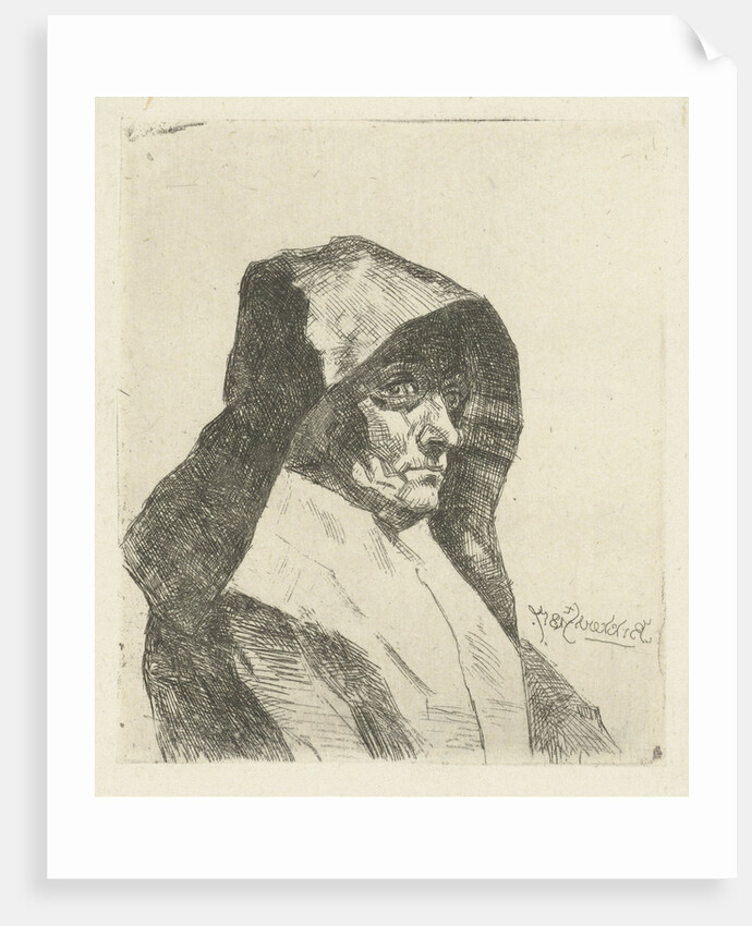 Bust of woman with hat by Jan Bikkers