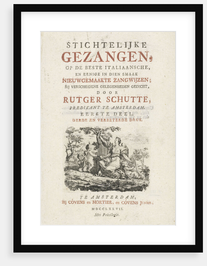 Title page for: R. Schutte, Devotional songs, Amsterdam, The Netherlands, 1777 by Johannes Covens Jr