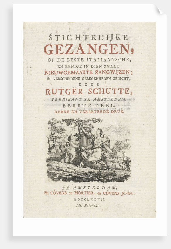 Title page for: R. Schutte, Devotional songs, Amsterdam, The Netherlands, 1777 by Johannes Covens Jr