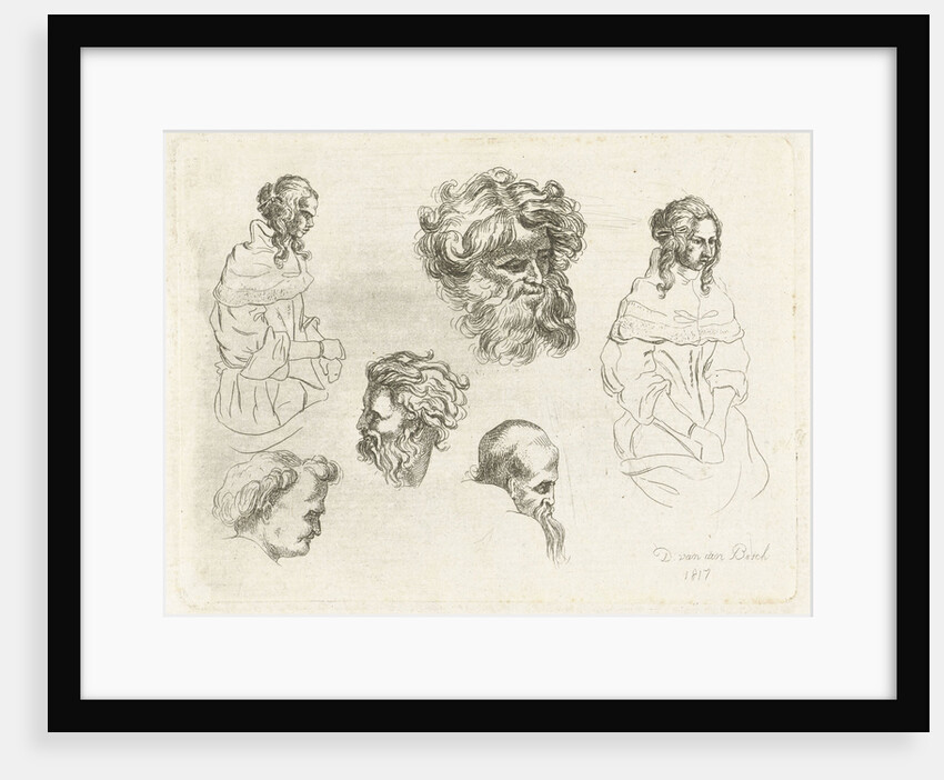 Study Sheet with heads and female bodies by D. van den Bosch