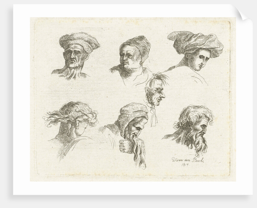 Study Sheet with six heads in two rows above the other by D. van den Bosch