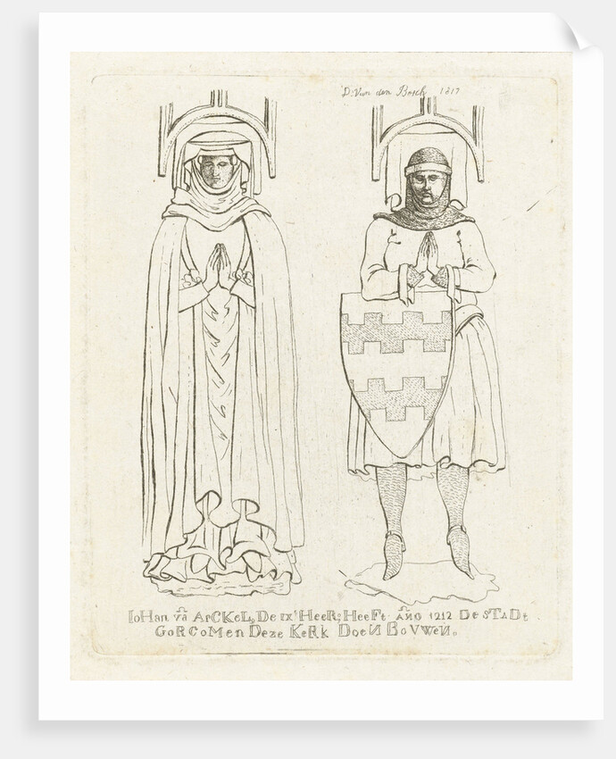 Pictures of Jan van Arckel and his wife at their tomb in the Grote Kerk in Gorinchem by Workshop of D. van den Bosch