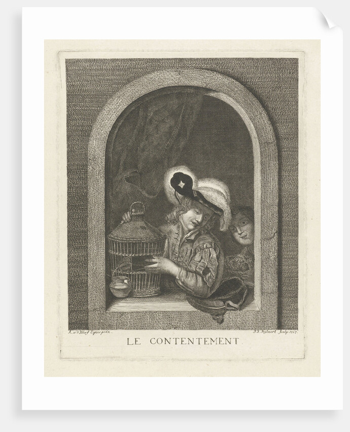 Boy with birdcage by Joannis Jacobus Bijlaert