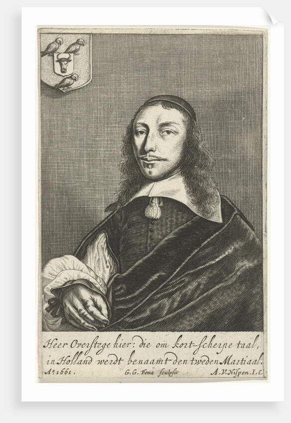 Portrait Dortse poet Cornelis van Overstege, Dordrecht by Gerrit Gerritsz van Fenaem