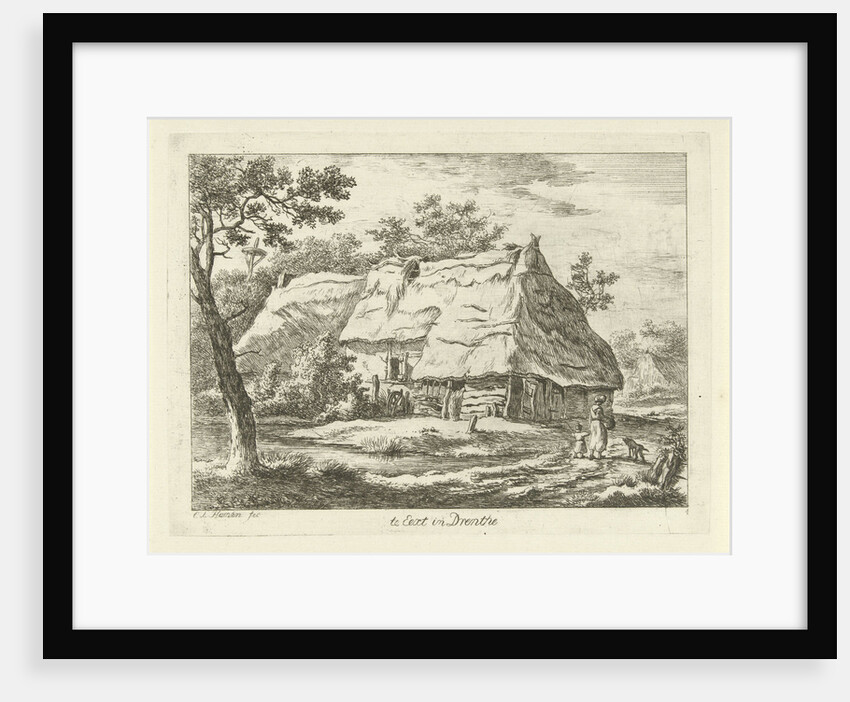 Woman with child at a farm by Carel Lodewijk Hansen