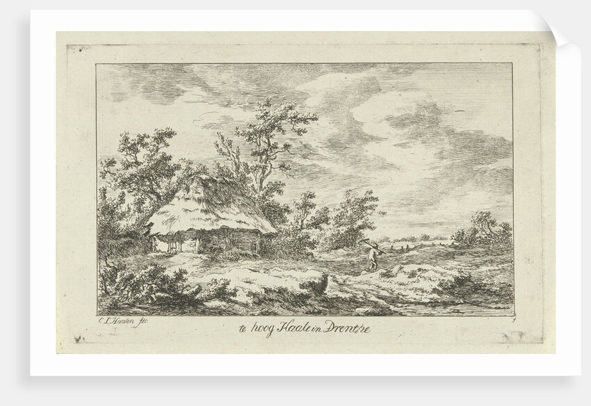 Man with rake in a barn by Carel Lodewijk Hansen