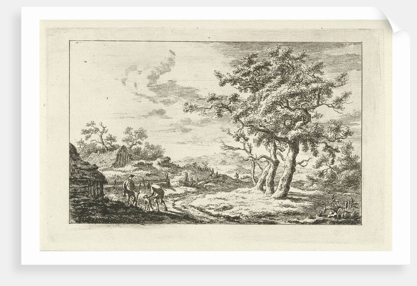 Hunters with a dog on a path by Carel Lodewijk Hansen