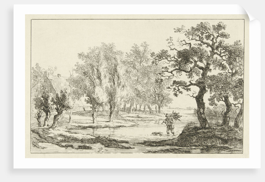 River Landscape with a wood gatherer by Carel Lodewijk Hansen