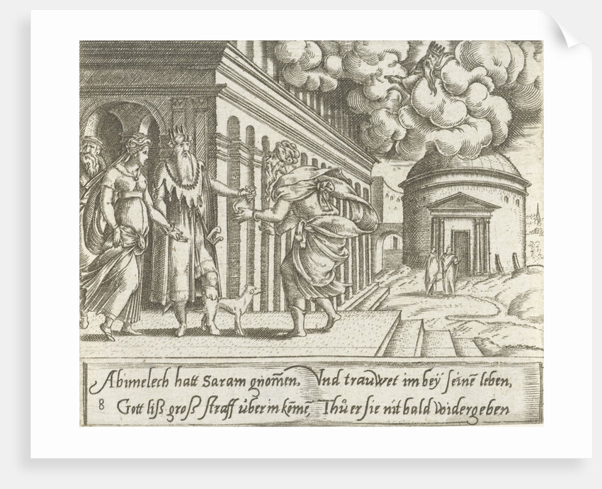 Abraham gives Abimelech the money back to Sara by Cornelis Bos