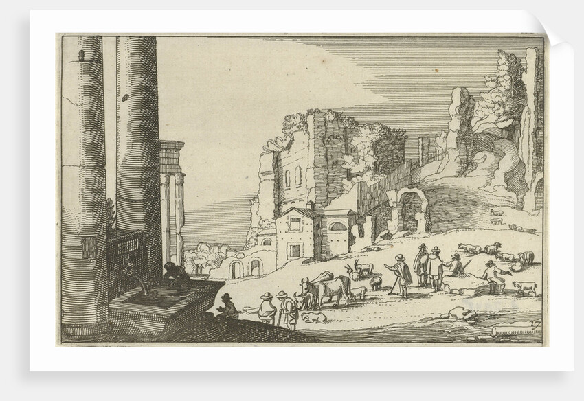 Cattle between Roman ruins by Claes Jansz. Visscher II