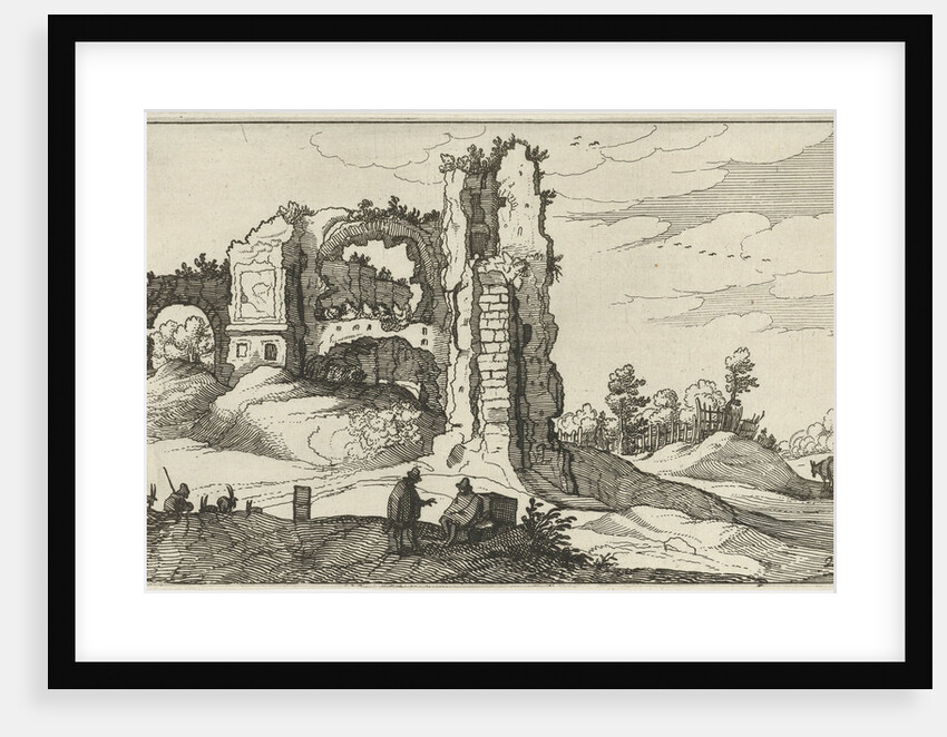 A ruin with a gate, perhaps the Porta Furba in Rome Italy by Willem van Nieulandt II