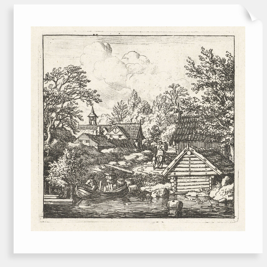 Village with barge by Allaert van Everdingen