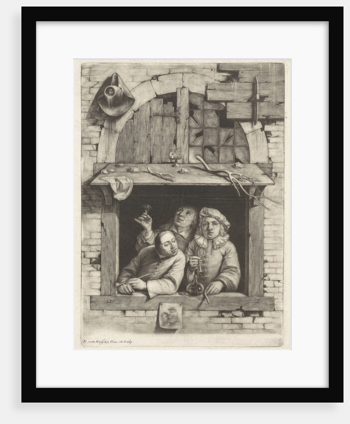 Three smokers in a window by Nicolaes van Haeften